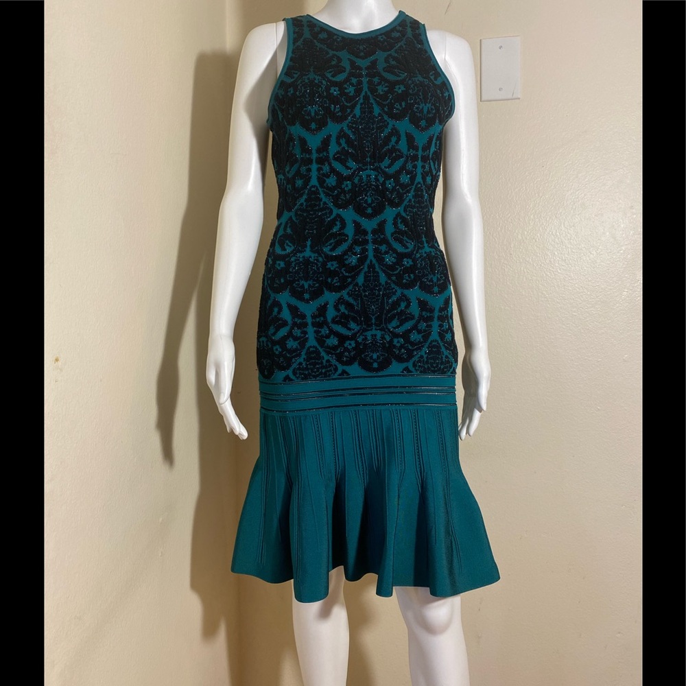 Roberto Cavalli Green Black Sleeveless Dress Size: 42